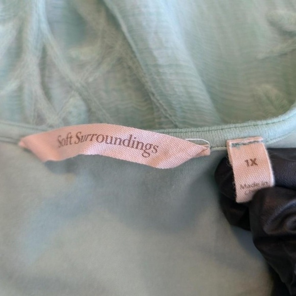 Soft Surroundings 100% Silk Embroidered Branch Tunic Dress Sage 1X - Picture 7 of 8